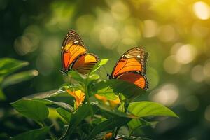 ai generato giorno farfalle nel loro ambiente, mondo natura giorno foto