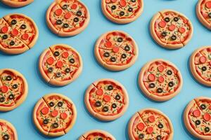 ai generato senza soluzione di continuità peperoni Pizza modello con olive foto