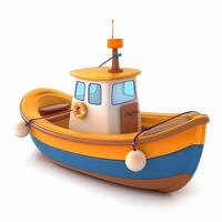 ai generato colorato cartone animato pesca barca illustrazione foto
