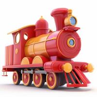 ai generato colorato Vintage ▾ cartone animato giocattolo treno isolato foto