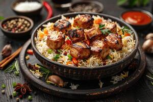 ai generato indiano biryani riso professionale pubblicità cibo fotografia foto