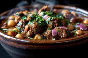 ai generato Pozole messicano cibo nel il cucina tavolo professionale pubblicità cibo fotografia foto