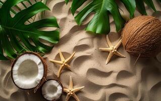 ai generato tropicale spiaggia elementi Schermo foto