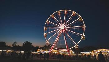 ai generato Ferris ruota a notte foto