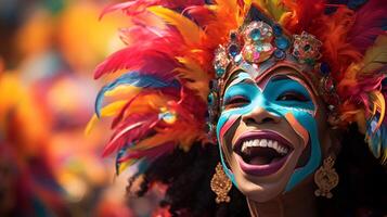 ai generato il festivo tradizioni di carnevale con un' parata e vivace costumi foto