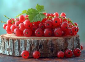 ai generato rosso ribes su di legno tavolo foto