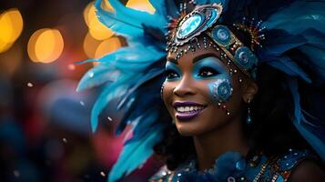 ai generato il festivo tradizioni di carnevale con un' parata e vivace costumi foto