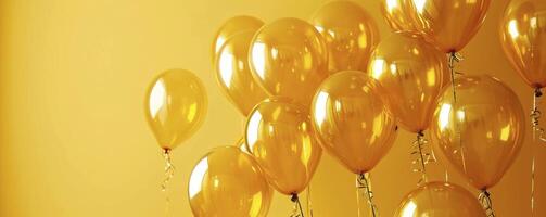 ai generato celebrare nel stile con scintillante palloncini su un' vivace giallo sfondo per feste, eventi, e vacanze. foto