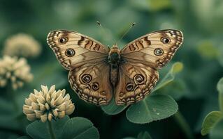 ai generato preservare il sereno eleganza di un' nero di seppia colorato farfalla foto