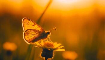 ai generato bellissimo farfalla nel d'oro ora generato Immagine foto