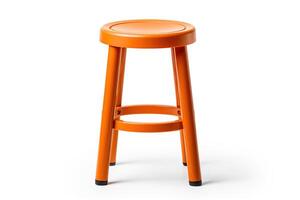 ai generato moderno dipinto arancia sgabello sedia bar posto a sedere isolato su bianca sfondo foto