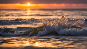 ai generato bellissimo oceano Alba foto