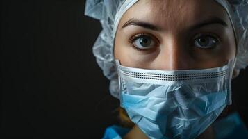 ai generato ritratto di un' femmina medico lavoratore con un' stetoscopio. ai generato foto