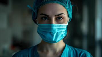 ai generato ritratto di un' femmina medico lavoratore con un' stetoscopio. ai generato foto