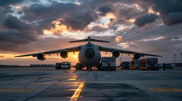 ai generato un' carico aereo a il aeroporto banchine carichi o scarica carico. ai generato foto