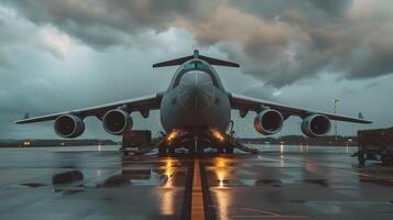 ai generato un' carico aereo a il aeroporto banchine carichi o scarica carico. ai generato foto