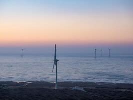 al largo vento turbine azienda agricola nel taiwan. foto