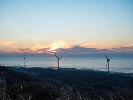 al largo vento turbine azienda agricola nel taiwan. foto