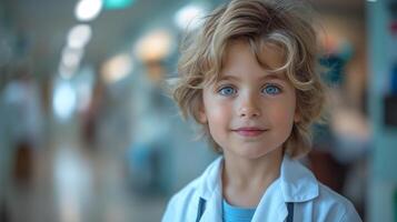 ai generato bambino prodigio medico foto