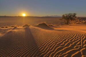 tramonto lato leggero increspature nel il sabbia foto