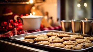 ai generato Natale cottura al forno, vacanze ricetta e casa cucinando, vacanza cuoce, ingredienti e preparazione nel inglese nazione Villetta cucina, fatti in casa cibo e ricettario foto