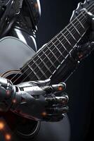 ai generato robot giocando chitarra. ai musica concetto. ai generato foto
