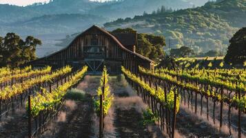 ai generato vigneto nel il mattina leggero foto