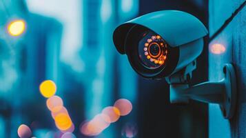 ai generato cctv sicurezza telecamera o sorveglianza sistema con bokeh sfondo foto