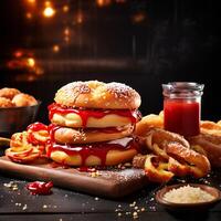ai generato forno cibo con ketchup bellissimo sfondo foto
