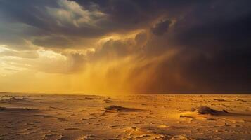 ai generato deserto paesaggio con un' tempesta di sabbia. generativo ai foto