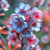 ai generato digitale fiore esagono astratto sfondo. ai foto