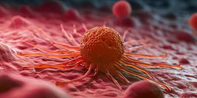 ai generato cancro oncologia, tumore con cancro cellule. in crescita tumore cellule e maligno malattia diffusione nel umano corpo, cancro trattamento foto