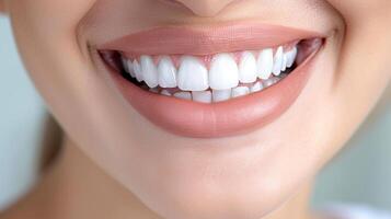 ai generato bellissimo asiatico indiano donna sorridente con pulito denti nel avvicinamento ritratto per dentale annuncio pubblicitario foto