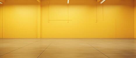 ai generato interno vuoto industriale camera, giallo mattone muri e pavimento confine foto
