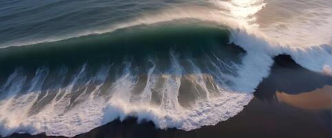 ai generato Visualizza di il bellissimo mare o oceano con onde foto