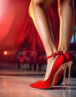 ai generato sensuale femmina gambe nel alto tacco scarpe. ai generativo foto
