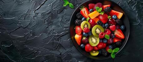 ai generato un' vivace delizioso fresco frutta salutare concetto sfondo foto