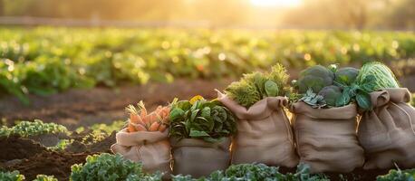 ai generato salutare vegetariano concetto sfondo di raccogliere fresco verdure su tela ruvida foto