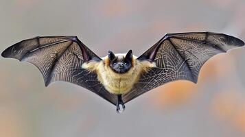 ai generato raro pipistrello specie tra diverso mosche nel naturale habitat Maggio porto emergente virus foto