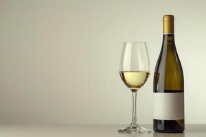 ai generato bianca vino bottiglia e bicchiere isolato su bianca sfondo per elegante presentazione foto