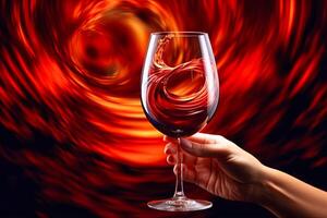 ai generato mano Tenere rosso vino bicchiere foto