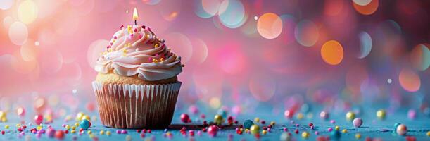 ai generato Cupcake con candela foto