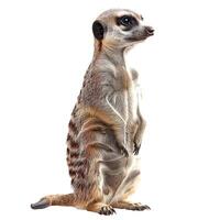 ai generato un' meerkat è seduta su suo posteriore gambe foto