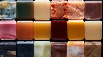 ai generato struttura e naturale ingredienti di un artigianale sapone bar nel un' macro Immagine foto