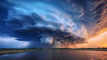 ai generato infausto tempesta nube formazione nel il cielo foto