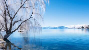 ai generato bellissimo e calma Visualizza di lago e natura foto