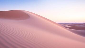 ai generato Alba al di sopra di un' minimalista sabbia duna paesaggio foto
