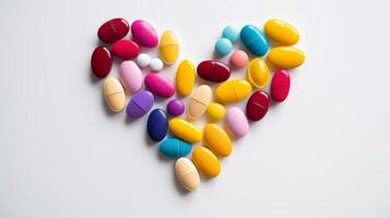 ai generato colorato pillole formatura cuore forma foto