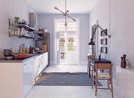 moderno scandinavo stile cucina interno. foto