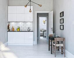 moderno scandinavo stile cucina interno. foto